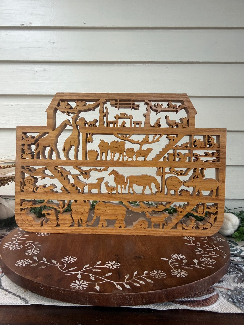Handcrafted Wooden Noah's Ark Folk Art Wall Decor